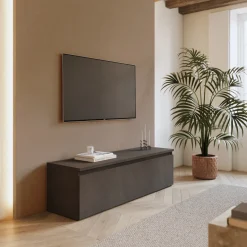 Garnero Arredamenti Mobile Tv Basso|Mobili Tv Moderni-Mobile porta TV 138x40h cm con cassettone nero Sunset Ossido