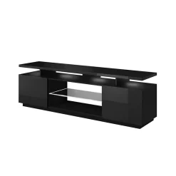 Garnero Arredamenti Mobile Tv Basso-Mobile porta TV 180x56h cm con led Blackburn Nero Lucido