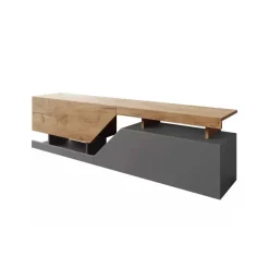 Garnero Arredamenti Mobili Tv Moderni|Mobile Tv Moderno-Mobile porta TV 160x46h cm design moderno rovere antracite Modesta Antracite - Rovere