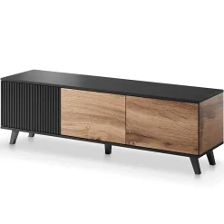 Garnero Arredamenti Mobile Tv Basso|Mobili Tv Moderni-Mobile porta TV 150x47h cm design moderno industrial rovere nero Nandina