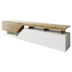 Garnero Arredamenti Mobile Tv Basso|Mobili Tv Moderni-Mobile porta TV 200x47h cm design moderno rovere bianco Modesta Bianco Opaco - Rovere