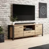 Garnero Arredamenti Mobile Tv In Legno|Mobile Tv Basso-Mobile porta TV 180x65h cm design industrial quercia nero opaco Neive