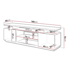 Garnero Arredamenti Mobile Tv Basso-Mobile porta TV 180x56h cm lucido Blackburn Grafite