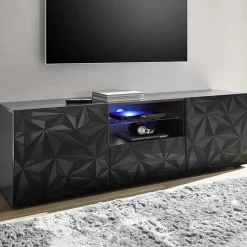 Garnero Arredamenti Mobile Tv Basso|Mobili Tv Moderni-Mobile porta TV 181x57h cm grigio lucido con serigrafia Marvis