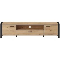 Garnero Arredamenti Mobile Tv In Legno|Mobile Tv Basso-Mobile porta TV 210x50h cm industrial quercia nero opaco Neive