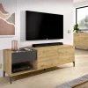 Garnero Arredamenti Mobile Tv In Legno|Mobile Tv Basso-Mobile porta TV 164x49h cm legno rovere grafite German
