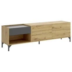 Garnero Arredamenti Mobile Tv In Legno|Mobile Tv Basso-Mobile porta TV 164x49h cm legno rovere grafite German