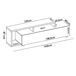 Garnero Arredamenti Mobile Tv In Legno|Mobile Tv Basso-Mobile porta TV 165x47h cm legno rovere grafite Morientes