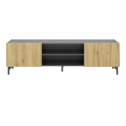 Garnero Arredamenti Mobile Tv In Legno|Mobile Tv Basso-Mobile porta TV 161x45h cm legno rovere grafite Mino