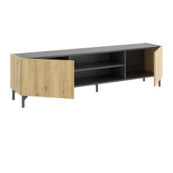Garnero Arredamenti Mobile Tv In Legno|Mobile Tv Basso-Mobile porta TV 161x45h cm legno rovere grafite Mino