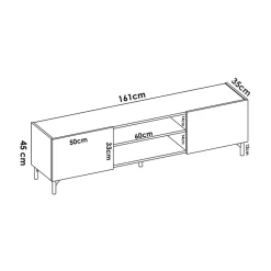 Garnero Arredamenti Mobile Tv In Legno|Mobile Tv Basso-Mobile porta TV 161x45h cm legno rovere grafite Mino