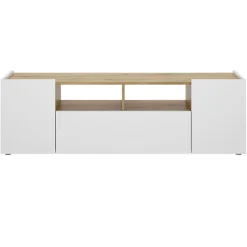 Garnero Arredamenti Mobile Tv In Legno|Mobile Tv Basso-Mobile porta TV 142x44h cm legno rovere bianco Esteban