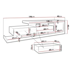 Garnero Arredamenti Mobili Tv Moderni|Mobile Tv Moderno-Mobile porta TV 198x45h cm moderno bianco rovere Pabla
