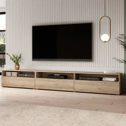 Garnero Arredamenti Mobile Tv In Legno|Mobile Tv Basso-Mobile porta TV 270x42h cm moderno Emotion Gihome® Rovere