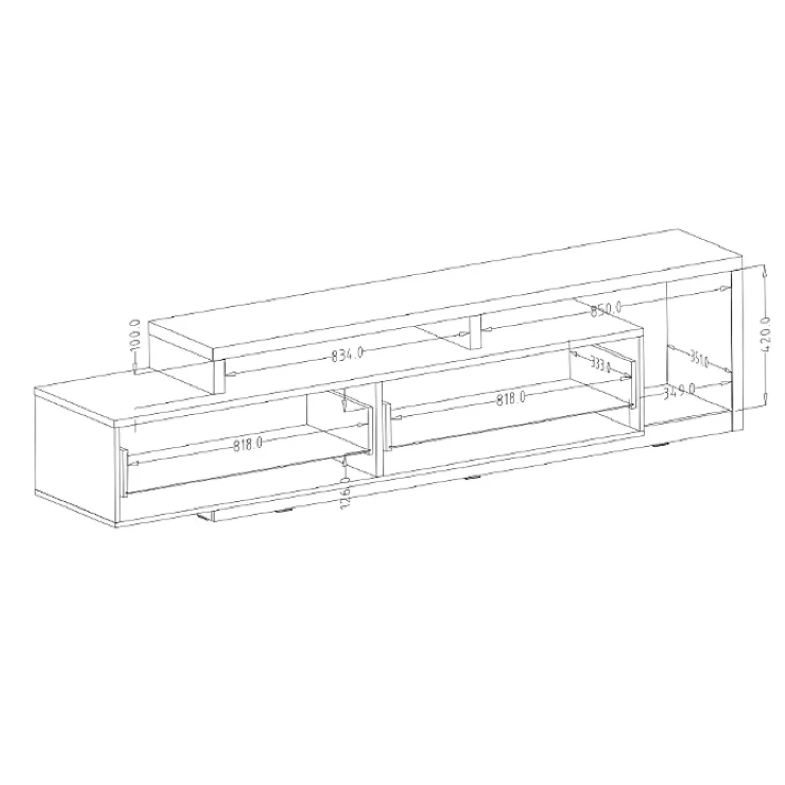 Garnero Arredamenti Mobile Tv Basso|Mobili Tv Moderni-Mobile porta TV 219x52h cm moderno soggiorno antracite spatolato noce Megan Gihome® Antracite - Noce