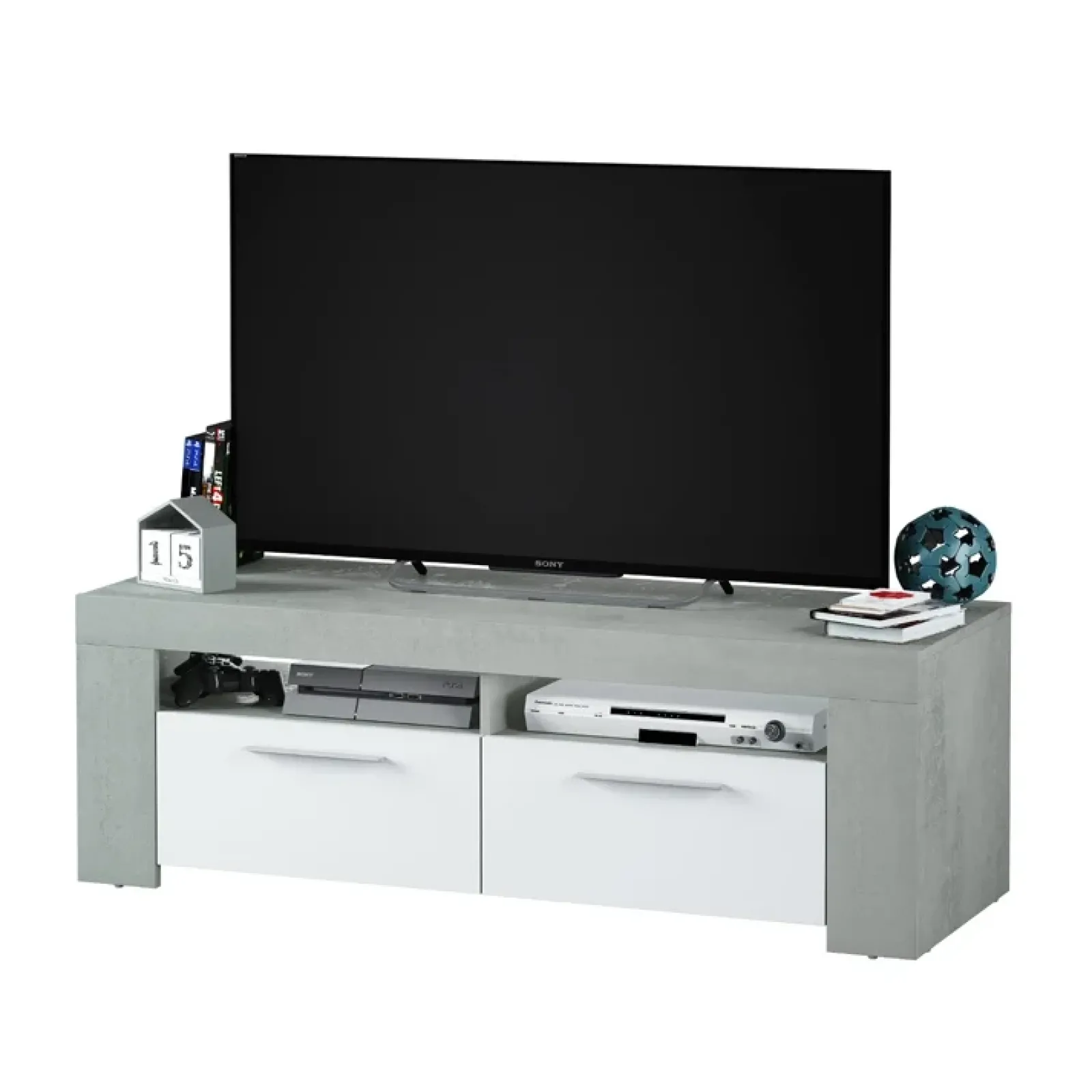 Garnero Arredamenti Mobile Tv Basso|Mobili Tv Moderni-Mobile porta TV 120x40h cm moderno bianco cemento Zante