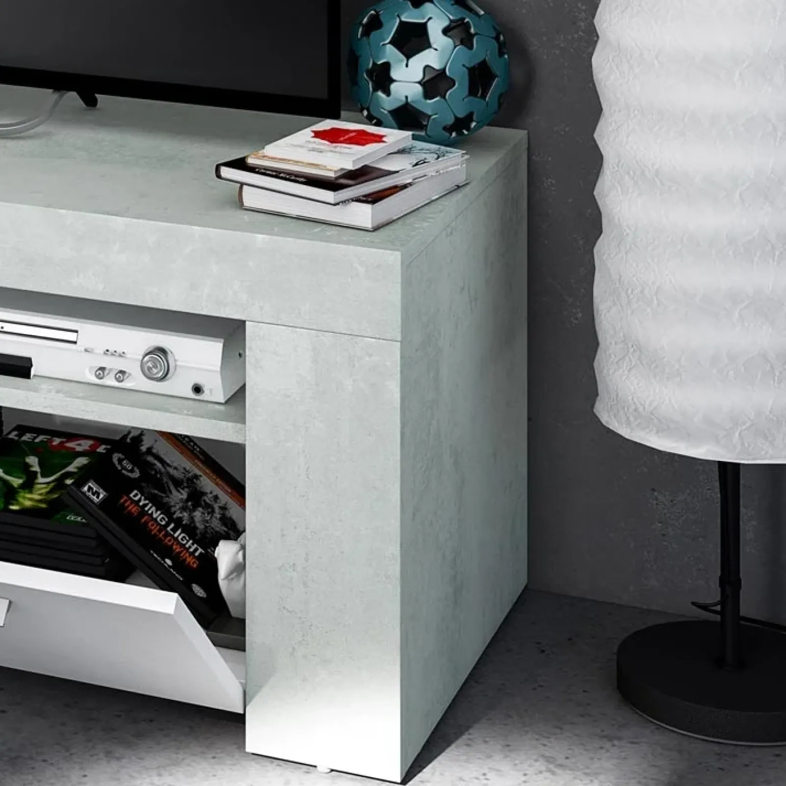 Garnero Arredamenti Mobile Tv Basso|Mobili Tv Moderni-Mobile porta TV 120x40h cm moderno bianco cemento Zante