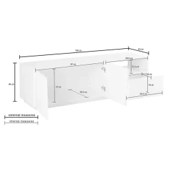 Garnero Arredamenti Mobile Tv Basso|Mobili Tv Moderni-Mobile porta TV 150x46h cm moderno Candia Gihome® Ossido