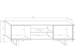 Garnero Arredamenti Mobile Tv Basso|Mobili Tv Moderni-Mobile porta TV 160x53h cm moderno bianco opaco nero lucido Kelli Bianco Opaco - Nero Lucido