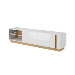 Garnero Arredamenti Mobile Tv Basso|Mobili Tv Moderni-Mobile porta TV 187x46h cm moderno soggiorno bianco rovere Noa Gihome® Bianco Lucido - Rovere