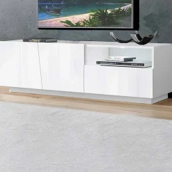 Garnero Arredamenti Mobile Tv Basso|Mobili Tv Moderni-Mobile porta TV 150x46h cm moderno Candia Gihome® Bianco Lucido