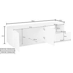 Garnero Arredamenti Mobile Tv Basso|Mobili Tv Moderni-Mobile porta TV 150x46h cm moderno Candia Gihome® Bianco Lucido