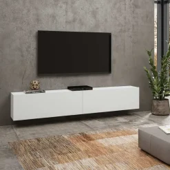 Garnero Arredamenti Mobile Tv Basso|Mobili Tv Moderni-Mobile porta TV 180x35h cm moderno bianco Fusion Bianco Opaco