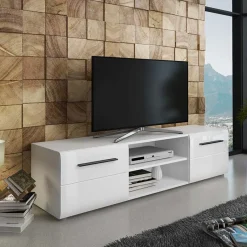 Garnero Arredamenti Mobile Tv Basso|Mobili Tv Moderni-Mobile porta TV 160x40h cm moderno soggiorno bianco lucido Cold