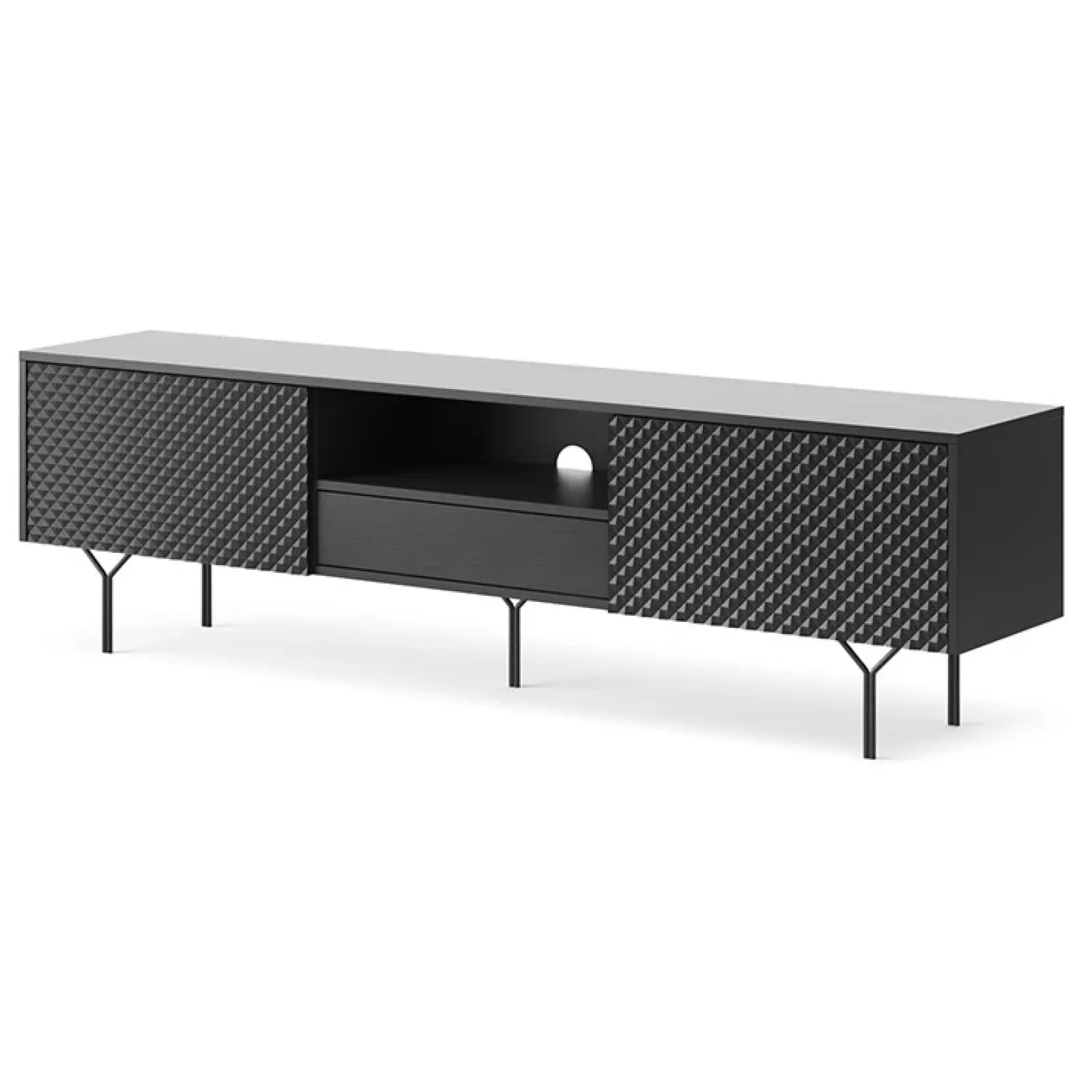 Garnero Arredamenti Mobile Tv Basso|Mobili Tv Moderni-Mobile porta TV 180x51h cm moderno antracite frassinato nero Parigi