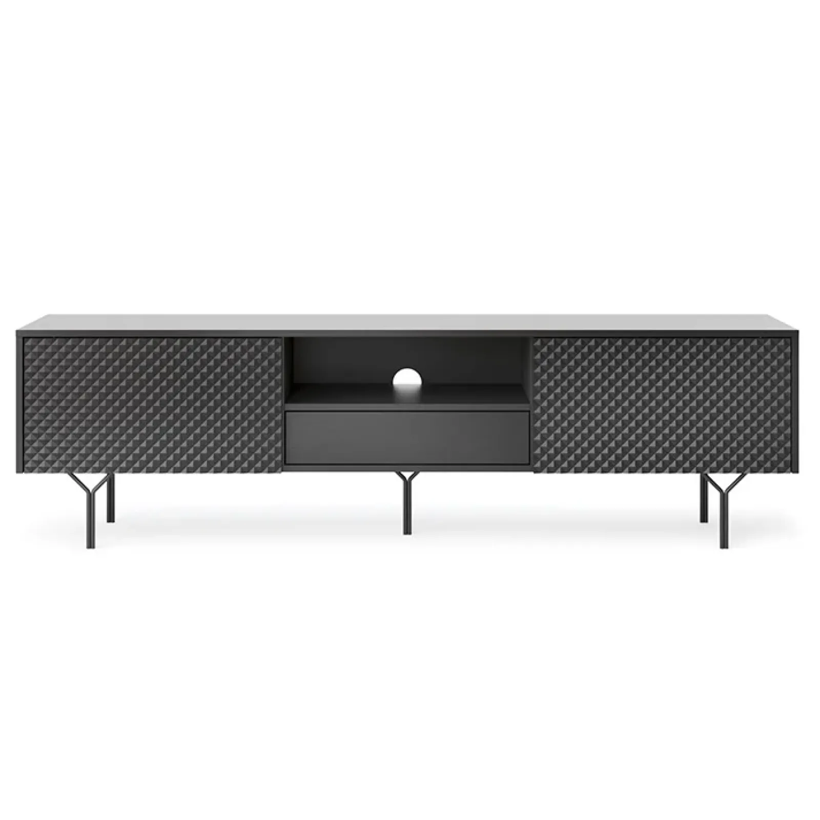 Garnero Arredamenti Mobile Tv Basso|Mobili Tv Moderni-Mobile porta TV 180x51h cm moderno antracite frassinato nero Parigi