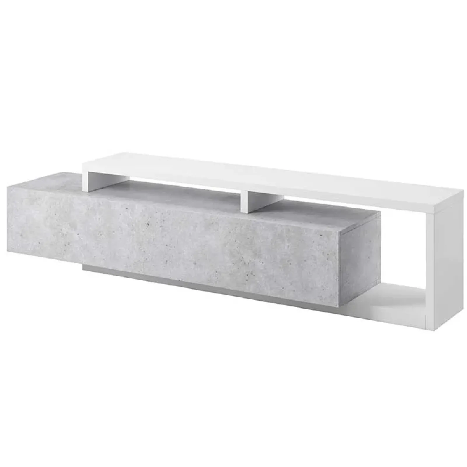 Garnero Arredamenti Mobile Tv Basso|Mobili Tv Moderni-Mobile porta TV 219x52h cm moderno soggiorno bianco cemento Megan Gihome® Cemento - Bianco opaco