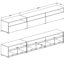 Garnero Arredamenti Mobile Tv Basso|Mobili Tv Moderni-Mobile porta TV 270x42h cm moderno bianco Emotion Gihome® Bianco Lucido
