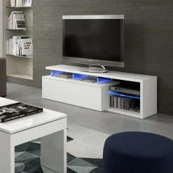 Garnero Arredamenti Mobile Tv Basso|Mobili Tv Moderni-Mobile porta TV 150x43h cm moderno bianco lucido Lumina