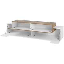 Garnero Arredamenti Mobile Tv Basso|Mobili Tv Moderni-Mobile porta TV 200x52h cm moderno soggiorno bianco pero Milos Gihome® Bianco Lucido - Rovere Rustico