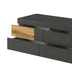 Garnero Arredamenti Mobile Tv In Legno|Mobile Tv Basso-Mobile porta TV 206x54h cm moderno soggiorno antracite rovere Bahama Antracite - Rovere Rustico