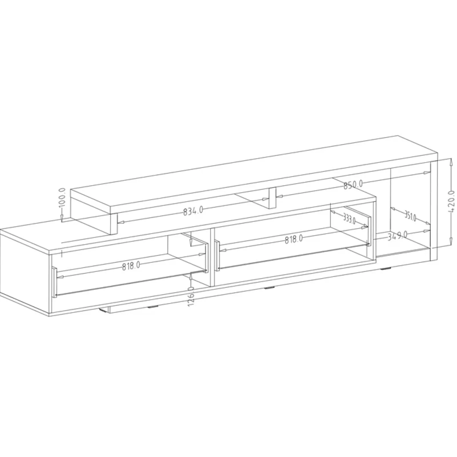 Garnero Arredamenti Mobili Tv Moderni|Mobile Tv Moderno-Mobile porta TV 219x52h cm moderno soggiorno Megan Gihome® Nero Opaco