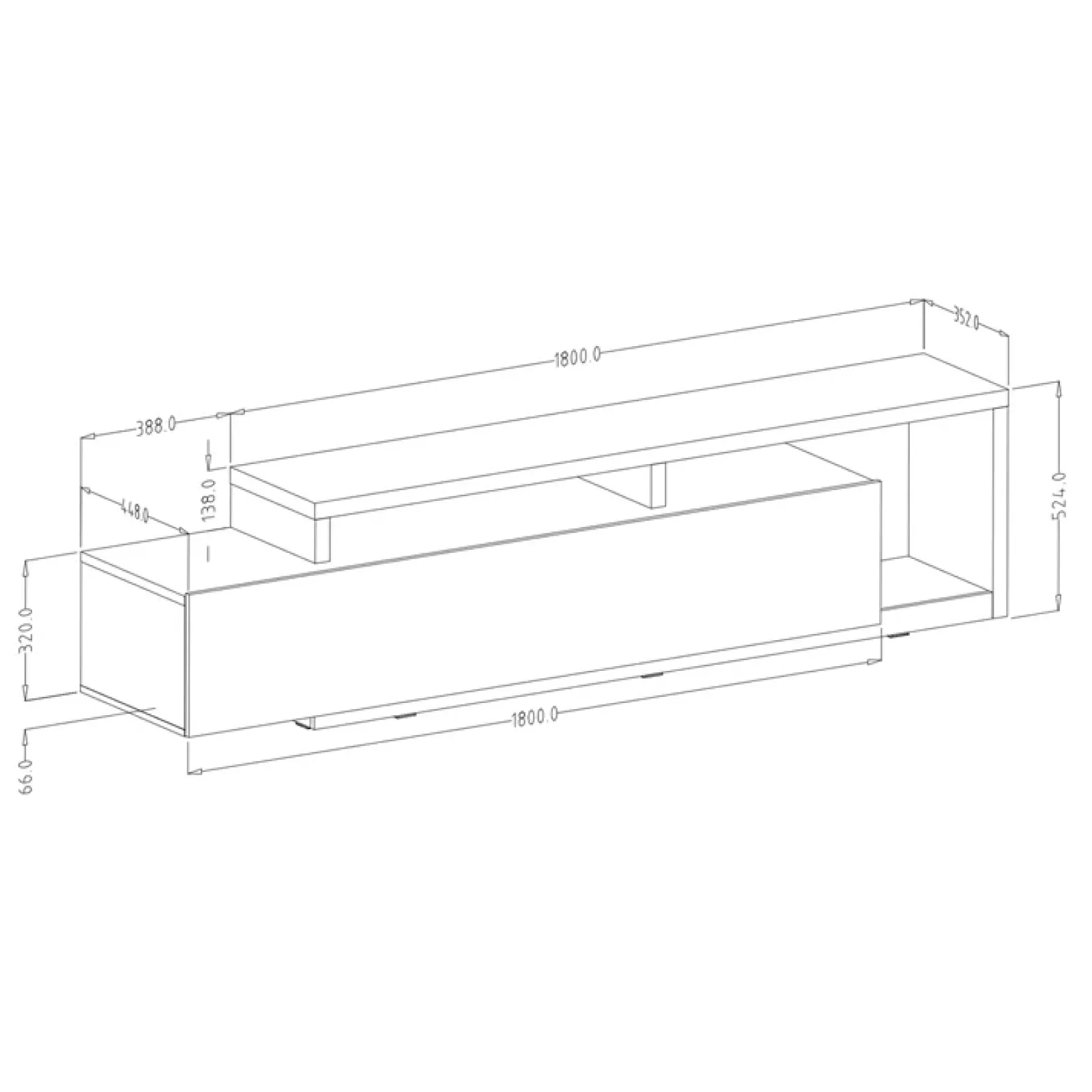 Garnero Arredamenti Mobili Tv Moderni|Mobile Tv Moderno-Mobile porta TV 219x52h cm moderno soggiorno Megan Gihome® Nero Opaco