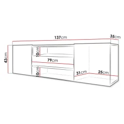 Garnero Arredamenti Mobile Tv Basso|Mobili Tv Moderni-Mobile porta TV 137x43h cm moderno soggiorno bianco Rice