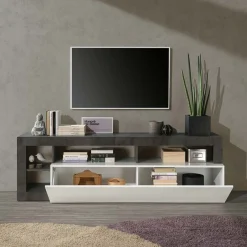 Garnero Arredamenti Mobile Tv Basso|Mobili Tv Moderni-Mobile porta TV 184x58h cm moderna bianco lucido ossido Invictus Ossido - Bianco Lucido