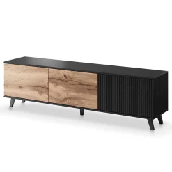 Garnero Arredamenti Mobile Tv Basso|Mobili Tv Moderni-Mobile porta TV 180x52h cm moderno industrial rovere nero Nandina