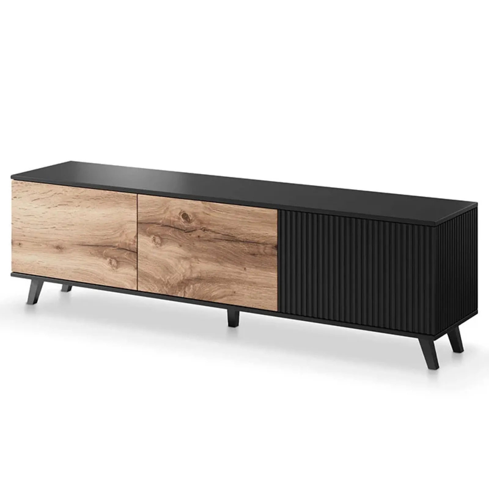 Garnero Arredamenti Mobile Tv Basso|Mobili Tv Moderni-Mobile porta TV 180x52h cm moderno industrial rovere nero Nandina