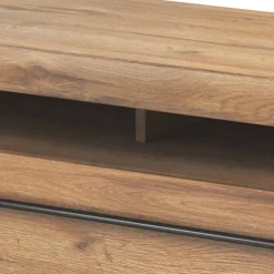 Garnero Arredamenti Mobile Tv In Legno|Mobile Tv Basso-Mobile porta TV 140x52h cm moderna 1 cassetto rovere nero Maiorca