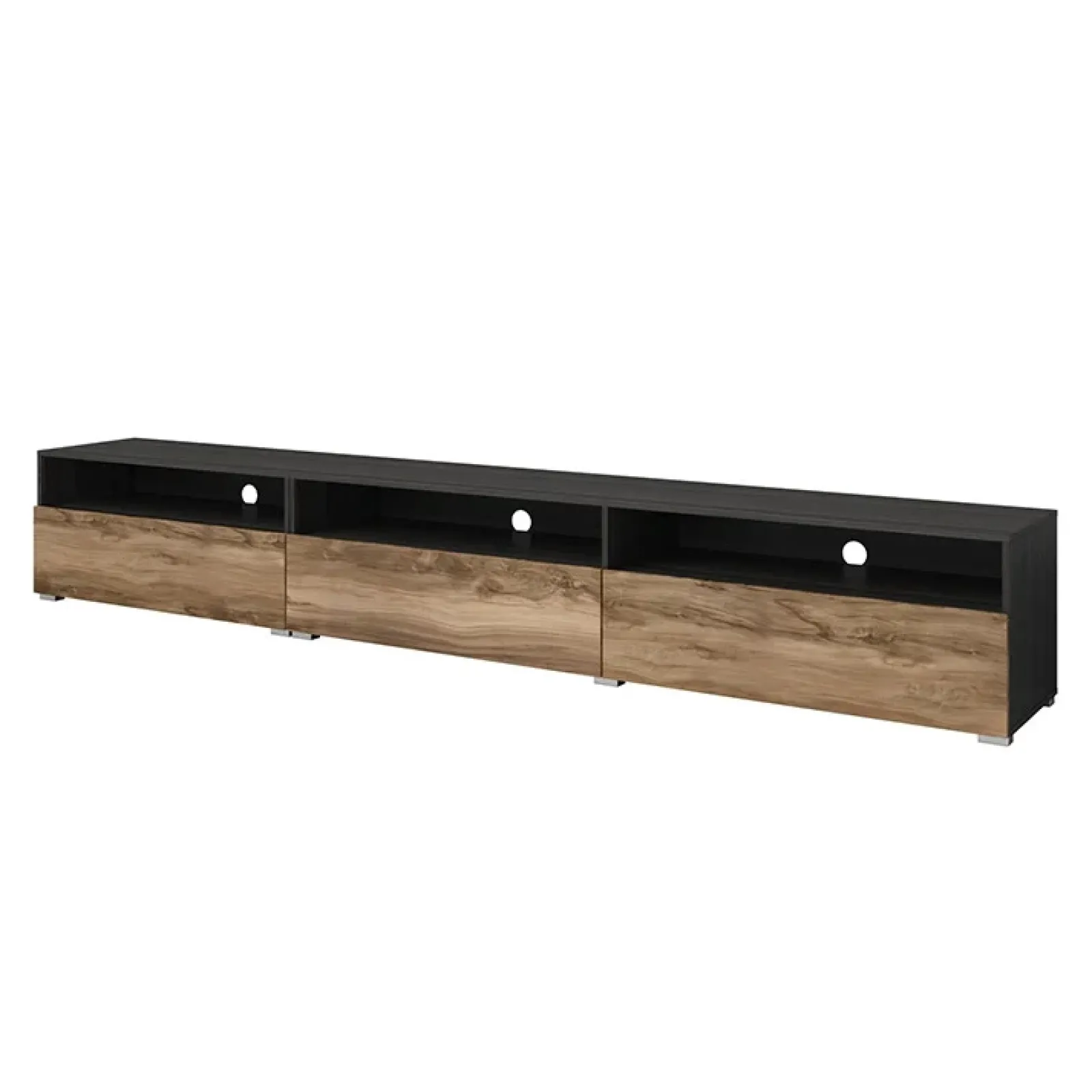 Garnero Arredamenti Mobili Tv Moderni|Mobile Tv Moderno-Mobile porta TV 270x42h cm moderno noce antico nero frassinato Emotion Gihome® Nero Frassinato - Noce