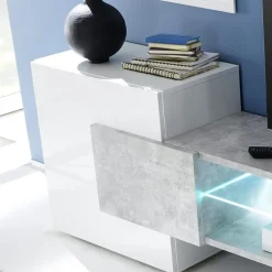 Garnero Arredamenti Mobile Tv Basso|Mobili Tv Moderni-Mobile porta TV 258x61h cm moderno laccato bianco lucido Starck Bianco Lucido - Cemento