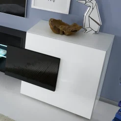 Garnero Arredamenti Mobile Tv Basso|Mobili Tv Moderni-Mobile porta TV 258x61h cm moderno laccato bianco lucido Starck Bianco Lucido - Nero Lucido