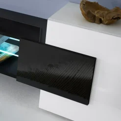 Garnero Arredamenti Mobile Tv Basso|Mobili Tv Moderni-Mobile porta TV 258x61h cm moderno laccato bianco lucido Starck Bianco Lucido - Nero Lucido