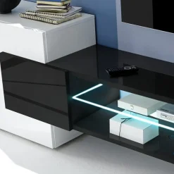 Garnero Arredamenti Mobile Tv Basso|Mobili Tv Moderni-Mobile porta TV 258x61h cm moderno laccato bianco lucido Starck Bianco Lucido - Nero Lucido