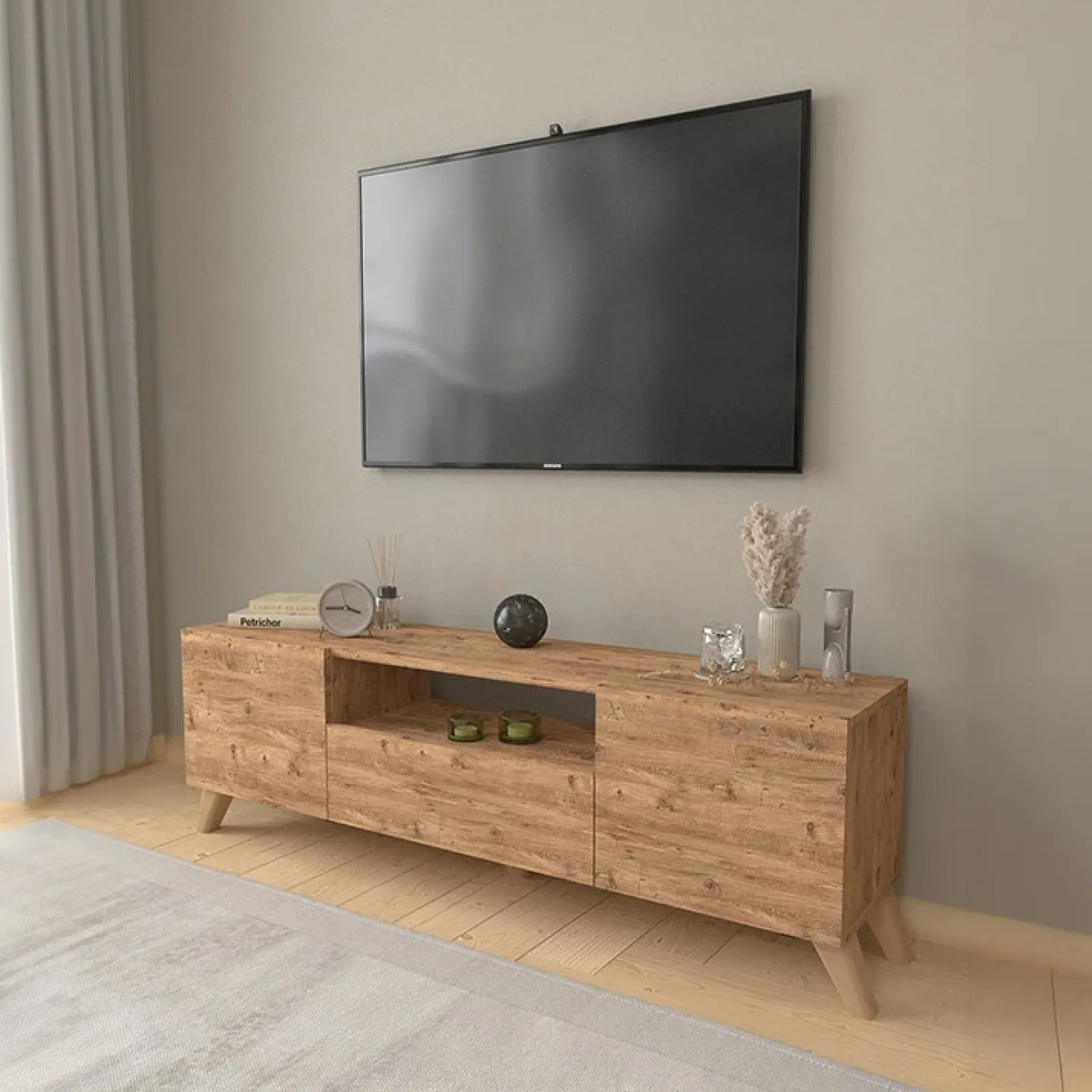 Garnero Arredamenti Mobili Tv Moderni|Mobile Tv Moderno-Mobile porta TV 140x46h cm moderno rovere Baffin Rovere Rustico
