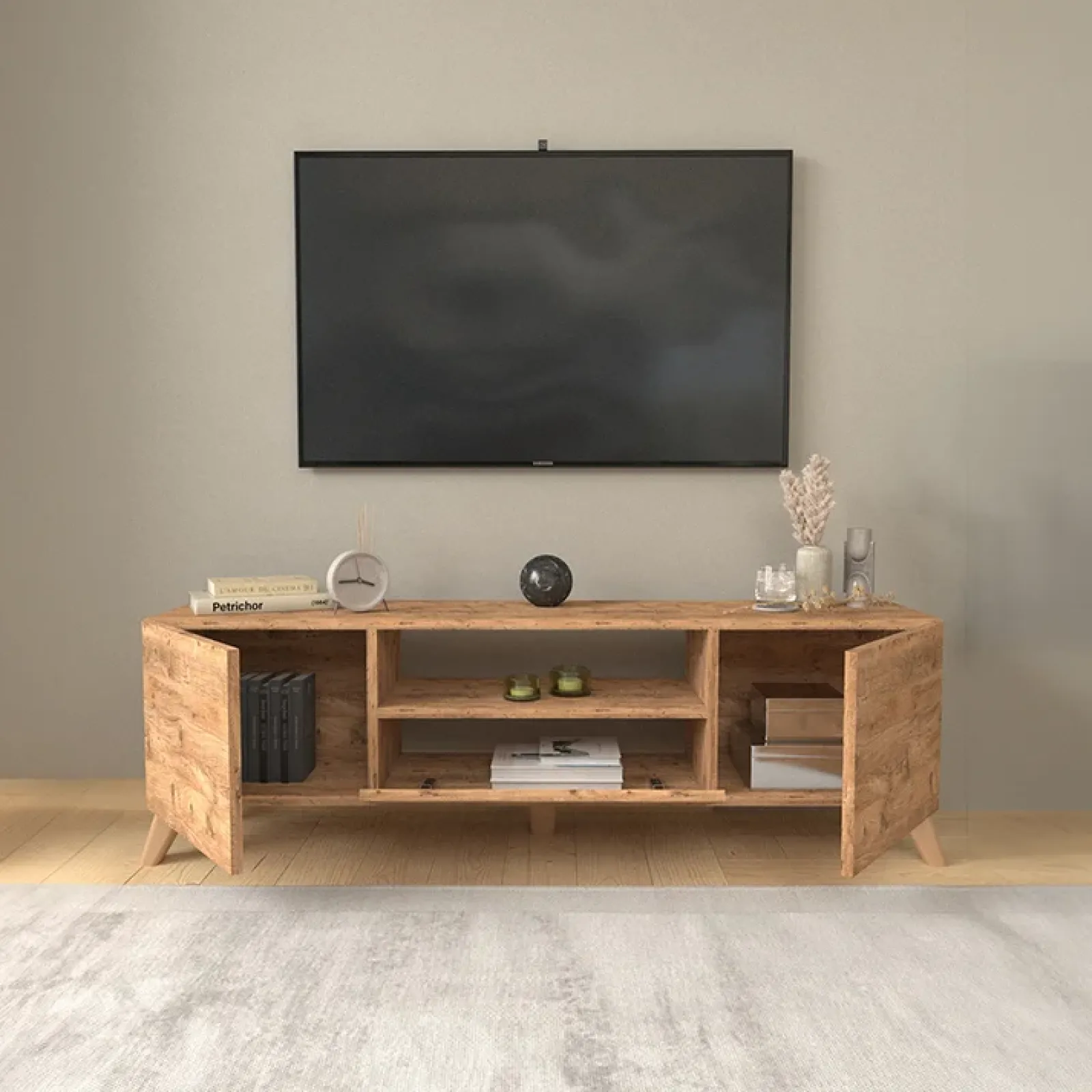 Garnero Arredamenti Mobili Tv Moderni|Mobile Tv Moderno-Mobile porta TV 140x46h cm moderno rovere Baffin Rovere Rustico