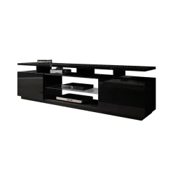 Garnero Arredamenti Mobile Tv Basso-Mobile porta TV 180x56h cm Blackburn Nero Lucido